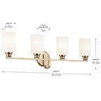 KICHLER 55227CPZ Gioe 32.25" 4-Light Vanity Light With Opal Glass In Champagne Bronze