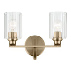 KICHLER 55225CPZFLU Gioe 14.25" 2-Light Vanity Light With Clear Fluted Glass In Champagne Bronze