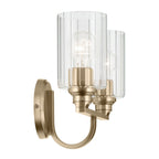 KICHLER 55225CPZFLU Gioe 14.25" 2-Light Vanity Light With Clear Fluted Glass In Champagne Bronze