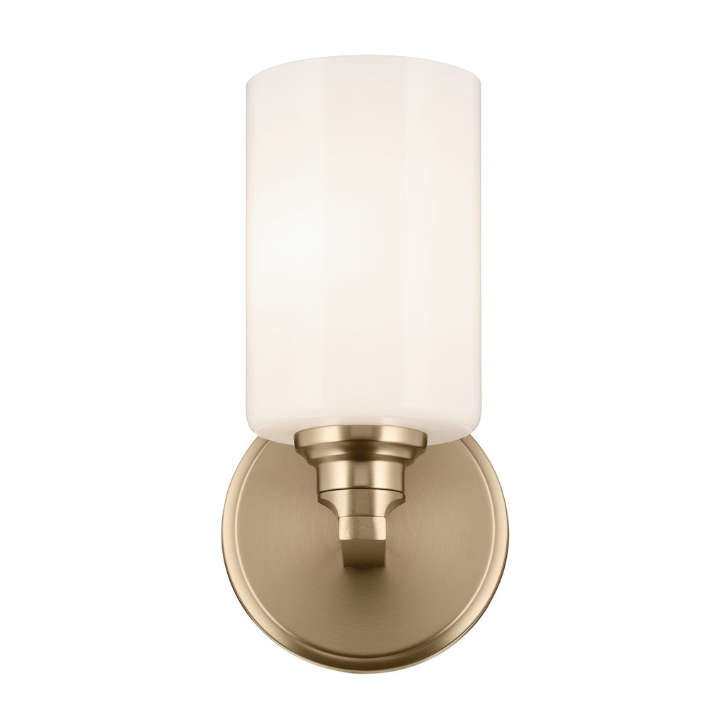 KICHLER 55224CPZ Gioe 9.5" 1-Light Wall Sconce With Opal Glass In Champagne Bronze