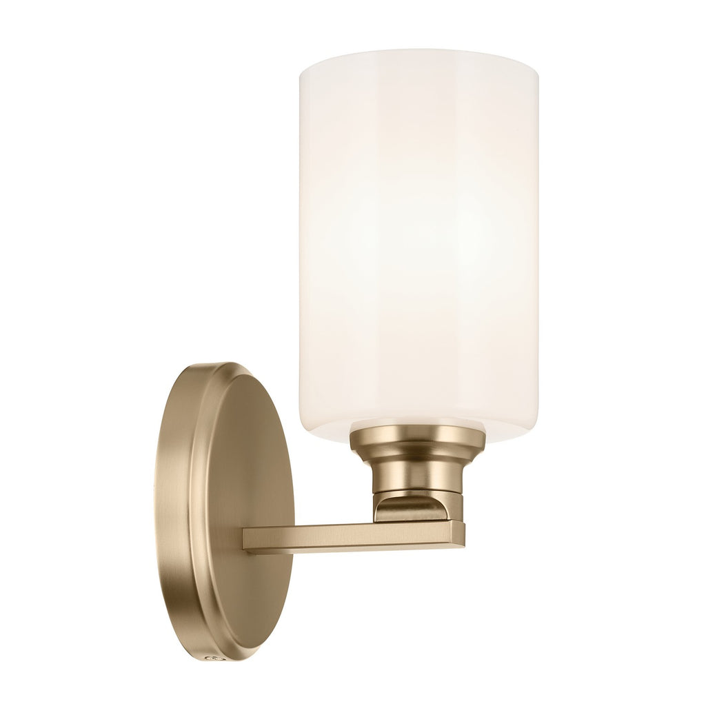 KICHLER 55224CPZ Gioe 9.5" 1-Light Wall Sconce With Opal Glass In Champagne Bronze