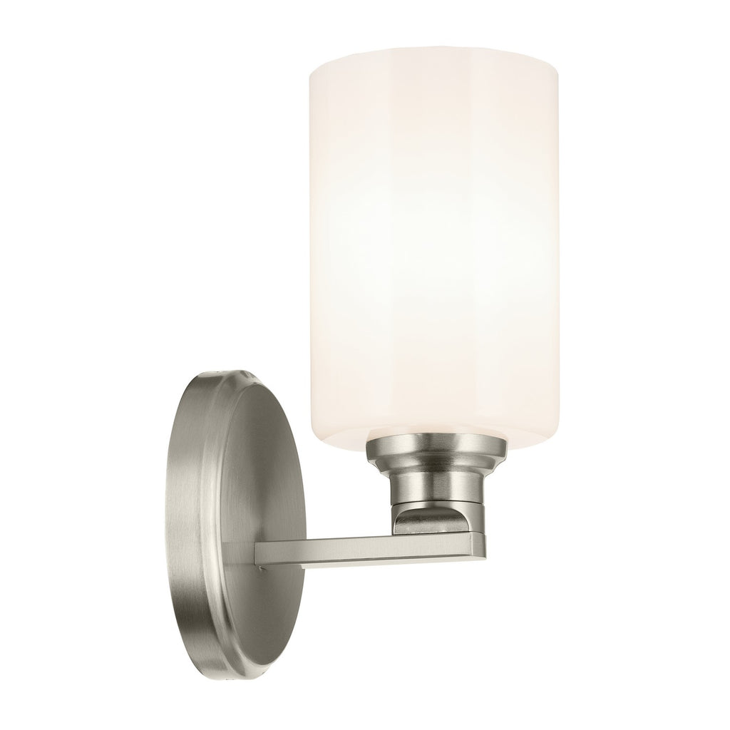 KICHLER 55224NI Gioe 9.5" 1-Light Wall Sconce With Opal Glass In Brushed Nickel