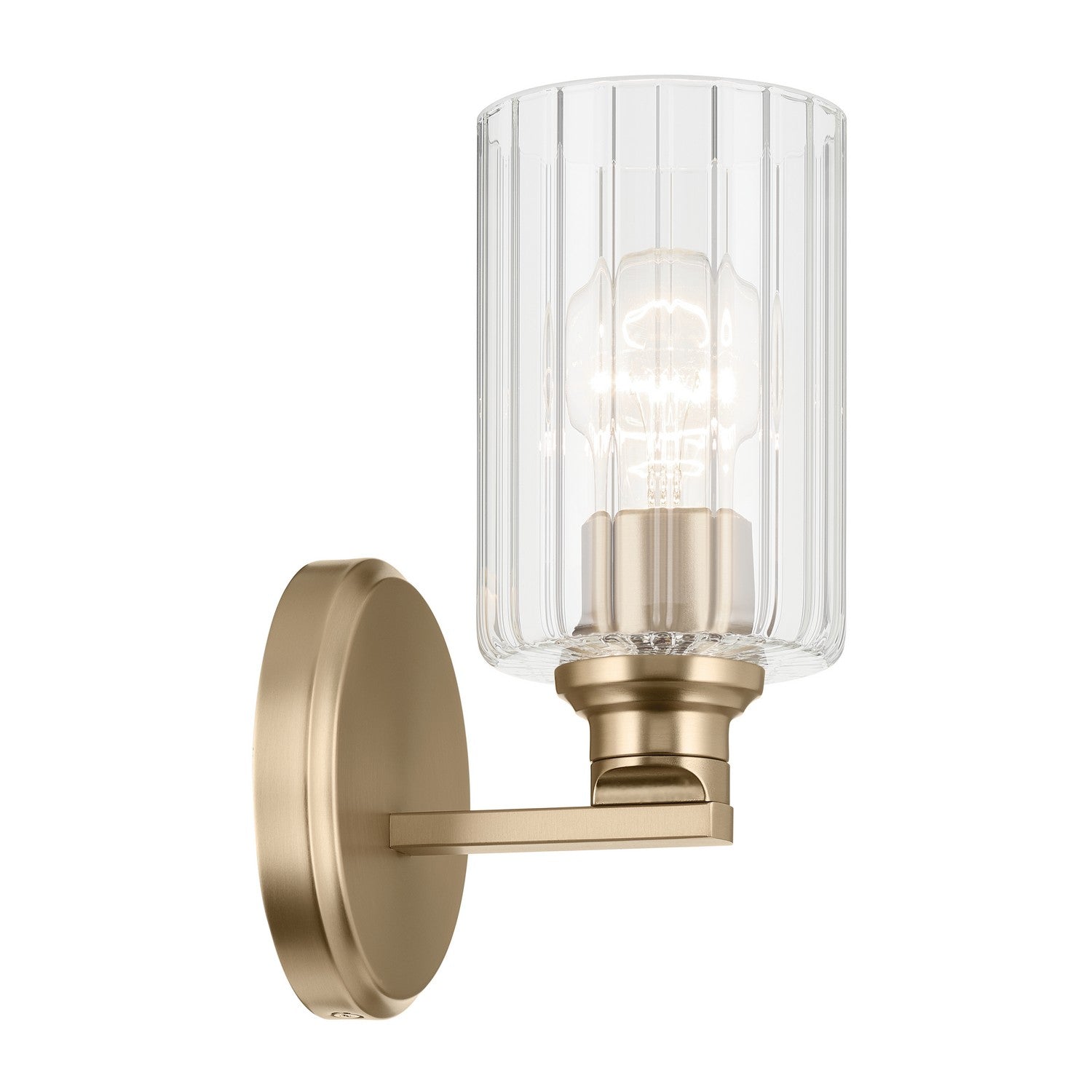 KICHLER 55224CPZFLU Gioe 9.5" 1-Light Wall Sconce With Clear Fluted Glass In Champagne Bronze