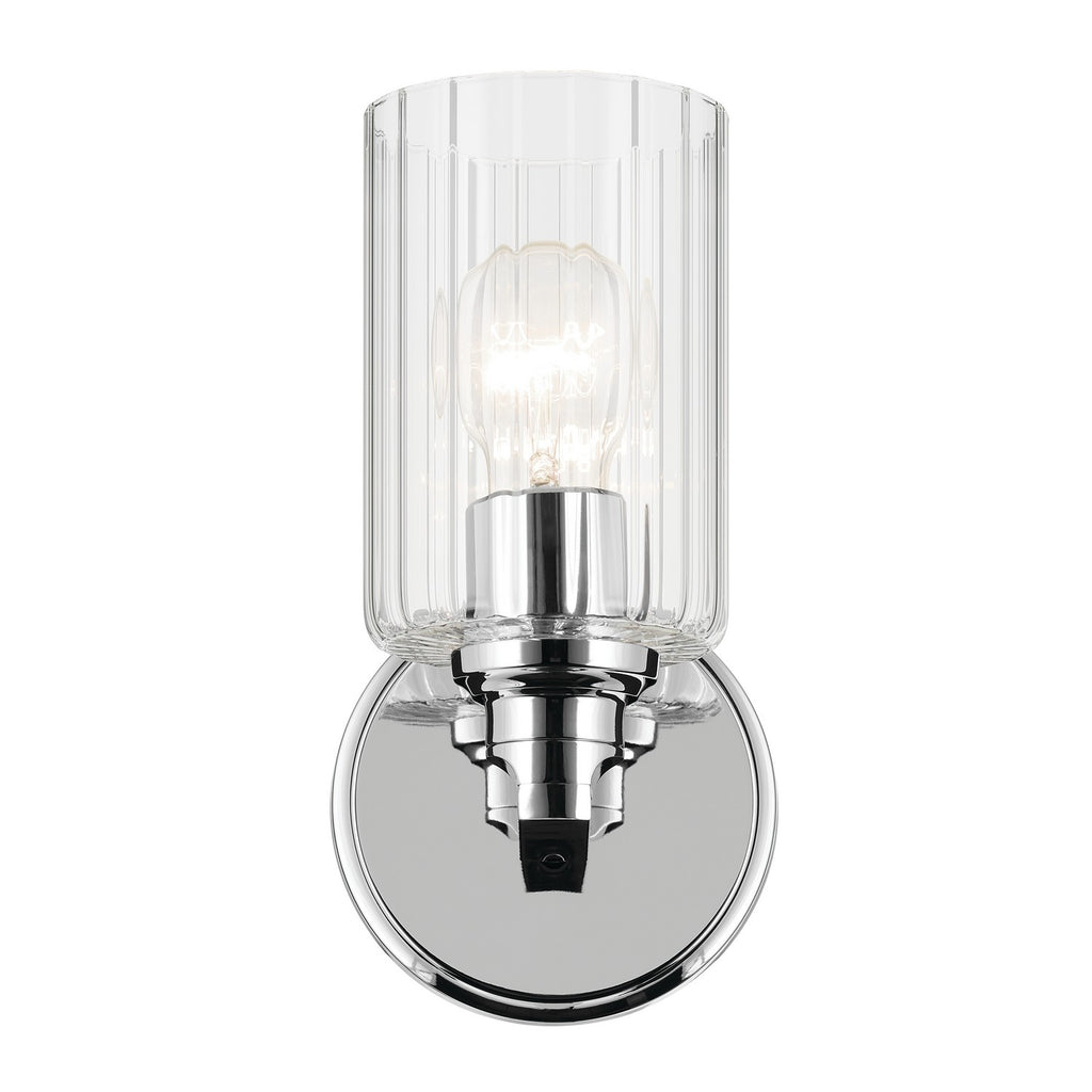 KICHLER 55224CHFLU Gioe 9.5" 1-Light Wall Sconce With Clear Fluted Glass In Chrome