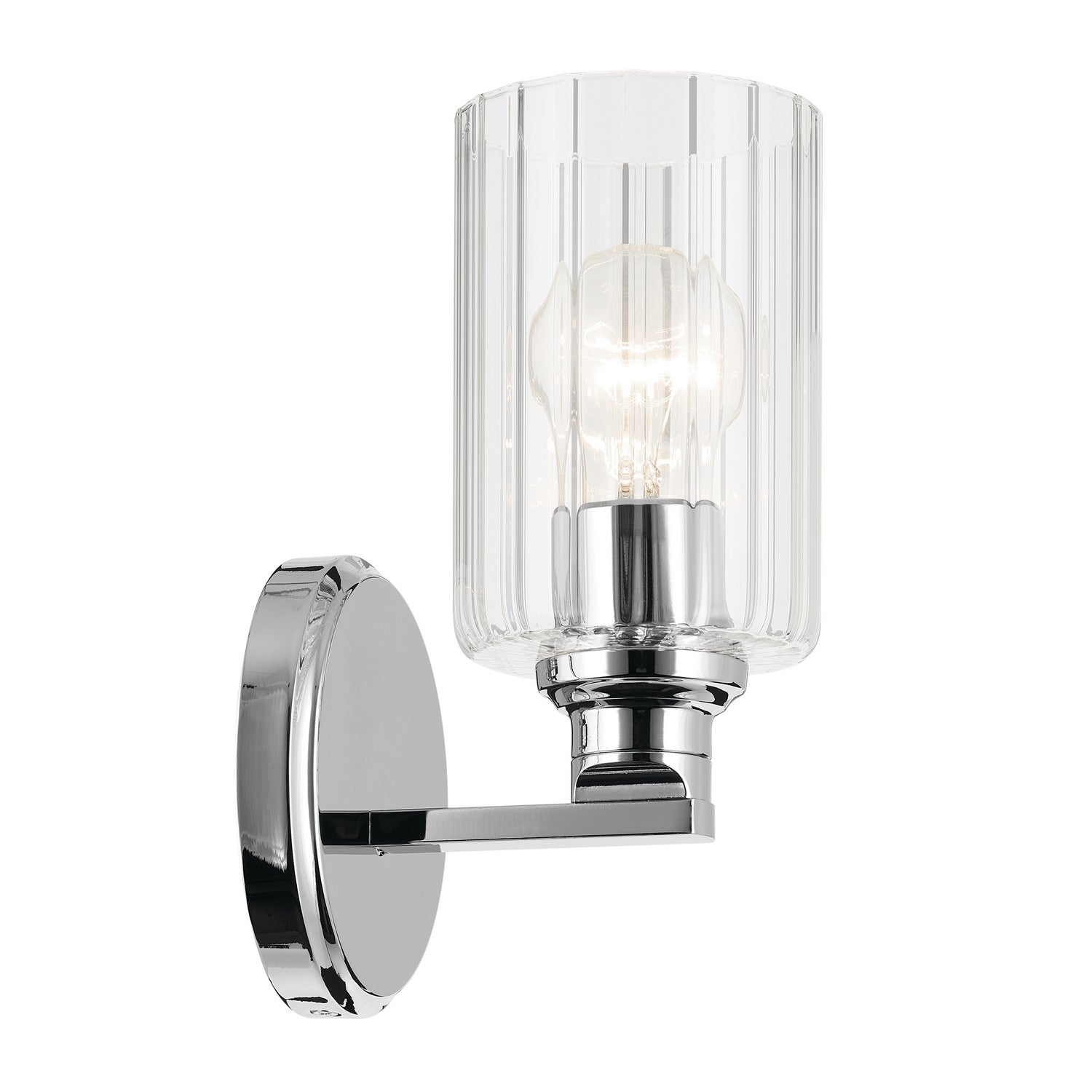KICHLER 55224CHFLU Gioe 9.5" 1-Light Wall Sconce With Clear Fluted Glass In Chrome