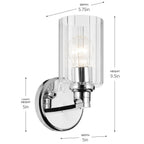 KICHLER 55224CHFLU Gioe 9.5" 1-Light Wall Sconce With Clear Fluted Glass In Chrome