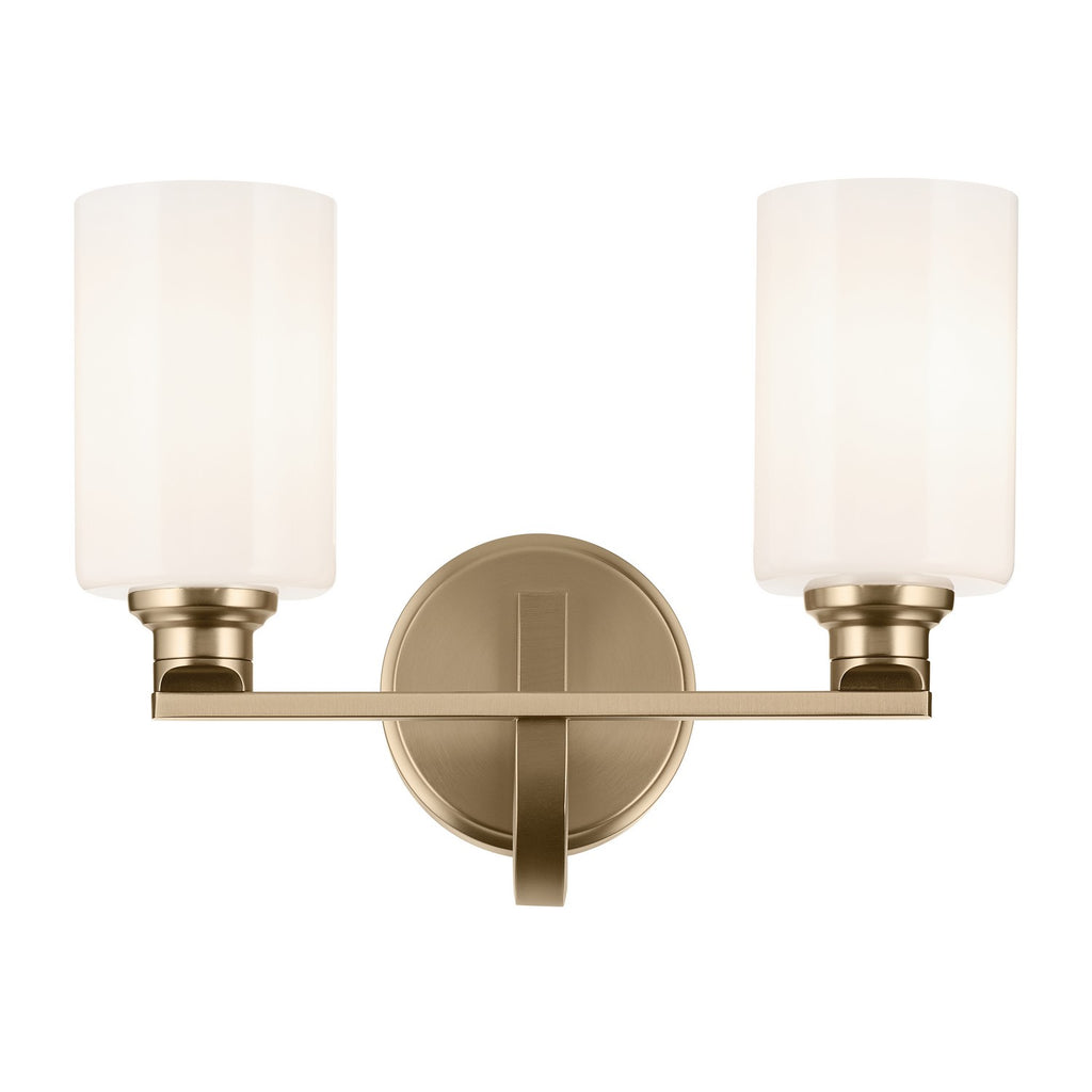 KICHLER 55225CPZ Gioe 14.25" 2-Light Vanity Light With Opal Glass In Champagne Bronze