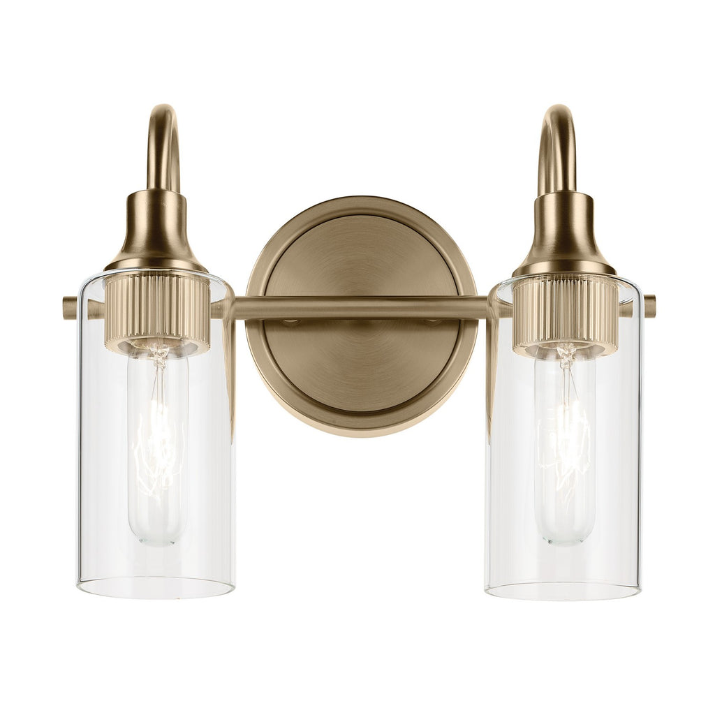 KICHLER 55210CPZ Kavi 12.5" 12.5 2-Light Vanity Light With Clear Glass In Champagne Bronze