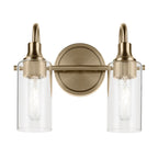 KICHLER 55210CPZ Kavi 12.5" 12.5 2-Light Vanity Light With Clear Glass In Champagne Bronze