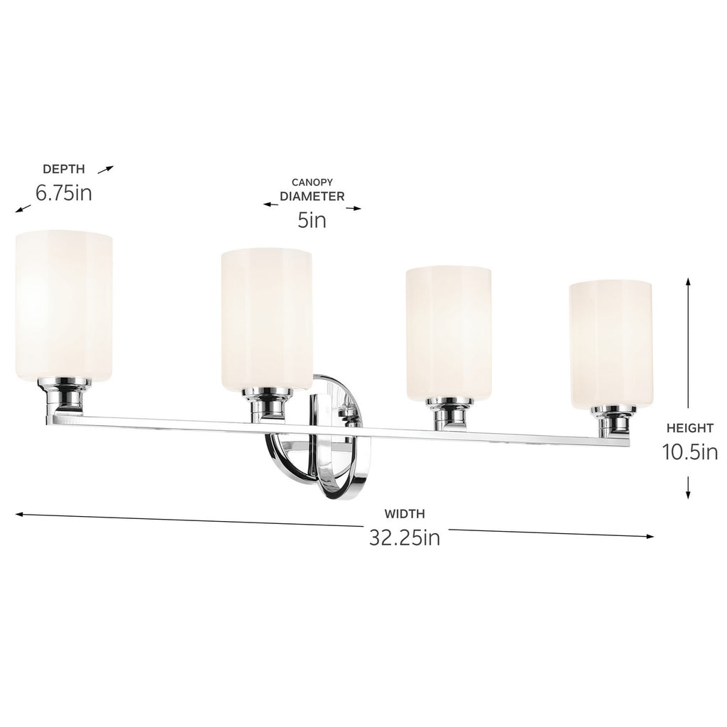 KICHLER 55227CH Gioe 32.25" 4-Light Vanity Light With Opal Glass In Chrome