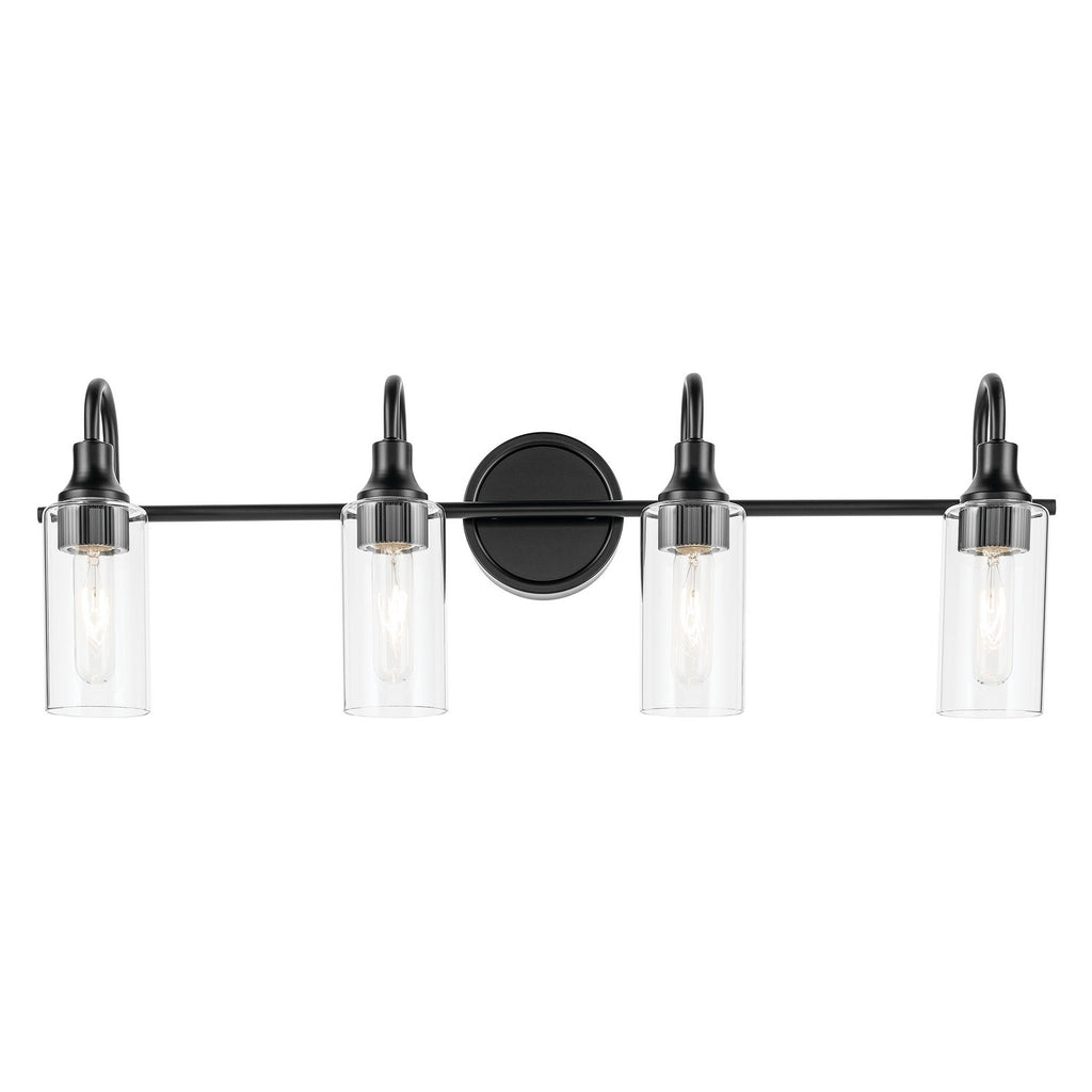 KICHLER 55212BK Kavi 31.5" 4-Light Vanity Light With Clear Glass In Black