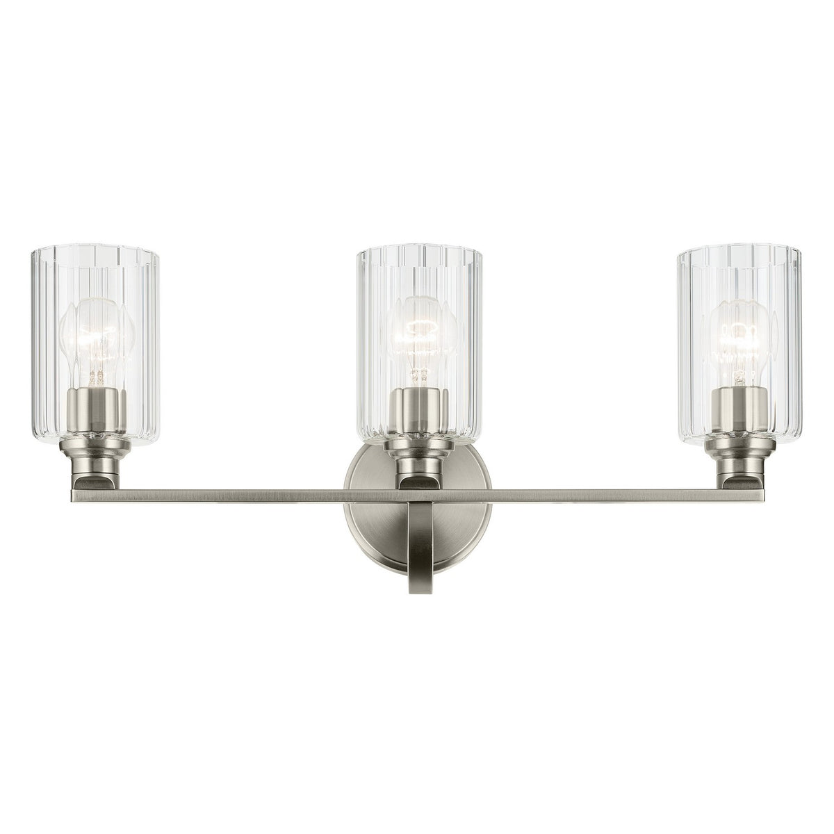 KICHLER 55226NIFLU Gioe 24.25" 3-Light Vanity Light With Clear Fluted Glass In Brushed Nickel