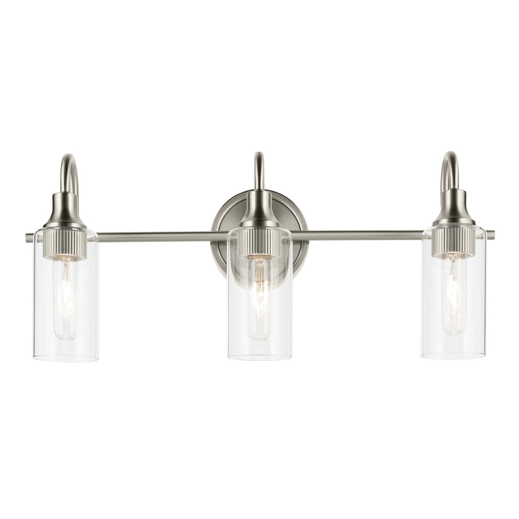 KICHLER 55211NI Kavi 23" 3-Light Vanity Light With Clear Glass In Brushed Nickel