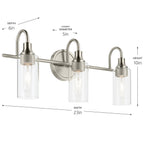 KICHLER 55211NI Kavi 23" 3-Light Vanity Light With Clear Glass In Brushed Nickel