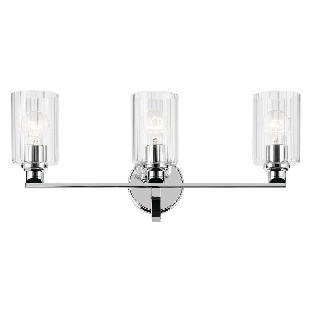 KICHLER 55226CHFLU Gioe 24.25" 3-Light Vanity Light With Clear Fluted Glass In Chrome