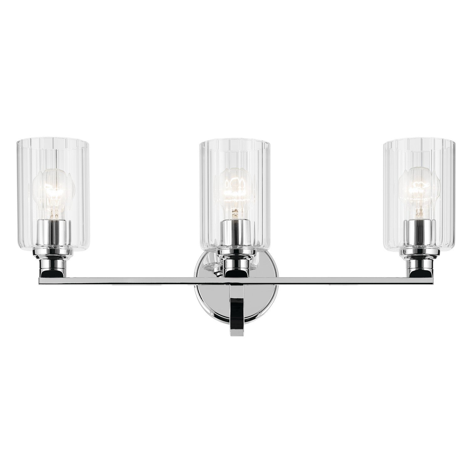 KICHLER 55226CHFLU Gioe 24.25" 3-Light Vanity Light With Clear Fluted Glass In Chrome