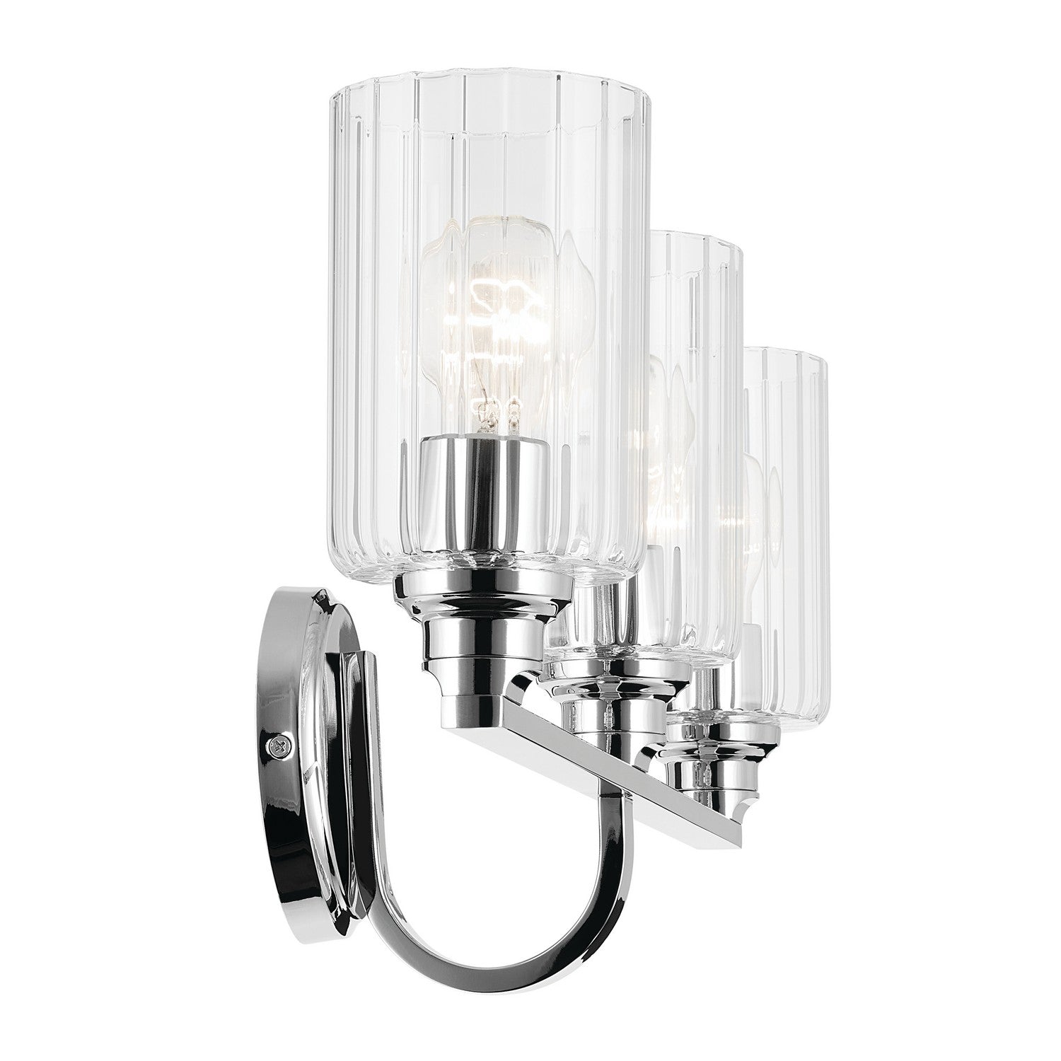 KICHLER 55226CHFLU Gioe 24.25" 3-Light Vanity Light With Clear Fluted Glass In Chrome