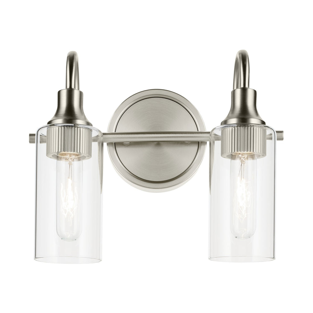 KICHLER 55210NI Kavi 12.5" 2-Light Vanity Light With Clear Glass In Brushed Nickel