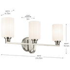 KICHLER 55226NI Gioe 24.25" 3-Light Vanity Light With Opal Glass In Brushed Nickel