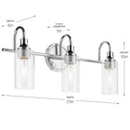 KICHLER 55211CH Kavi 23" 3-Light Vanity Light With Clear Glass In Chrome