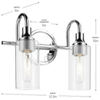 KICHLER 55210CH Kavi 12.5" 2-Light Vanity Light With Clear Glass In Chrome