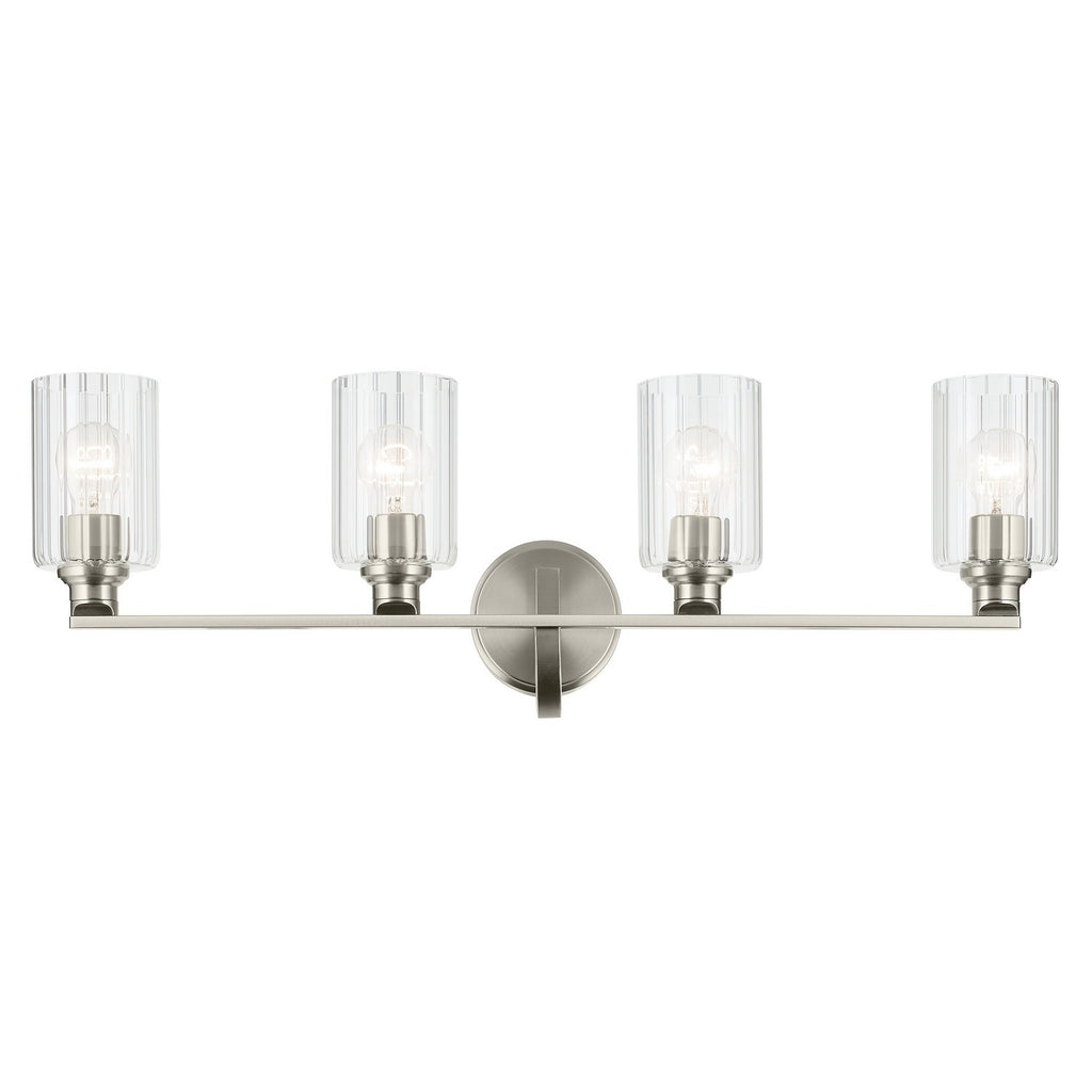 KICHLER 55227NIFLU Gioe 32.25" 4-Light Vanity Light With Clear Fluted Glass In Brushed Nickel
