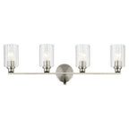 KICHLER 55227NIFLU Gioe 32.25" 4-Light Vanity Light With Clear Fluted Glass In Brushed Nickel