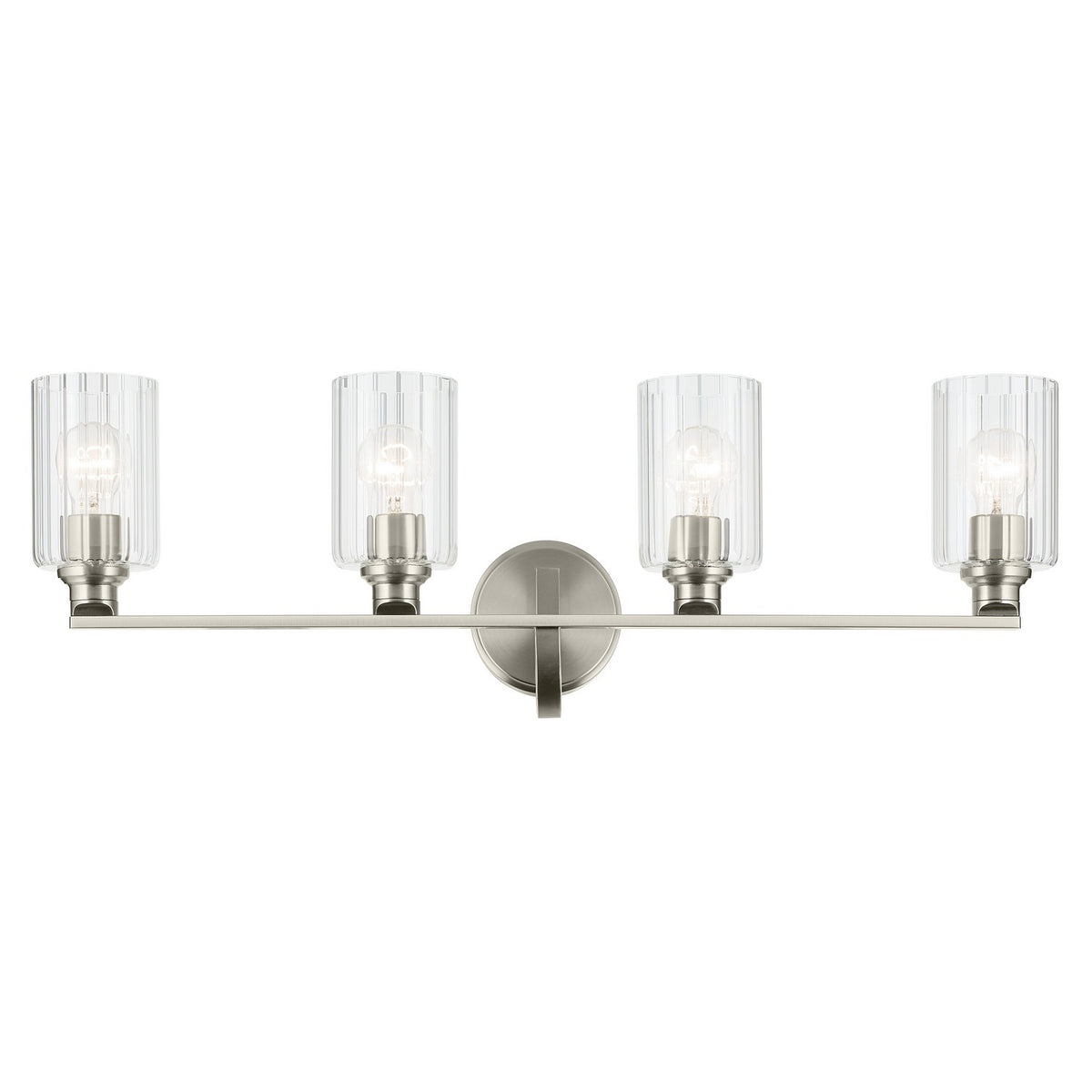 KICHLER 55227NIFLU Gioe 32.25" 4-Light Vanity Light With Clear Fluted Glass In Brushed Nickel