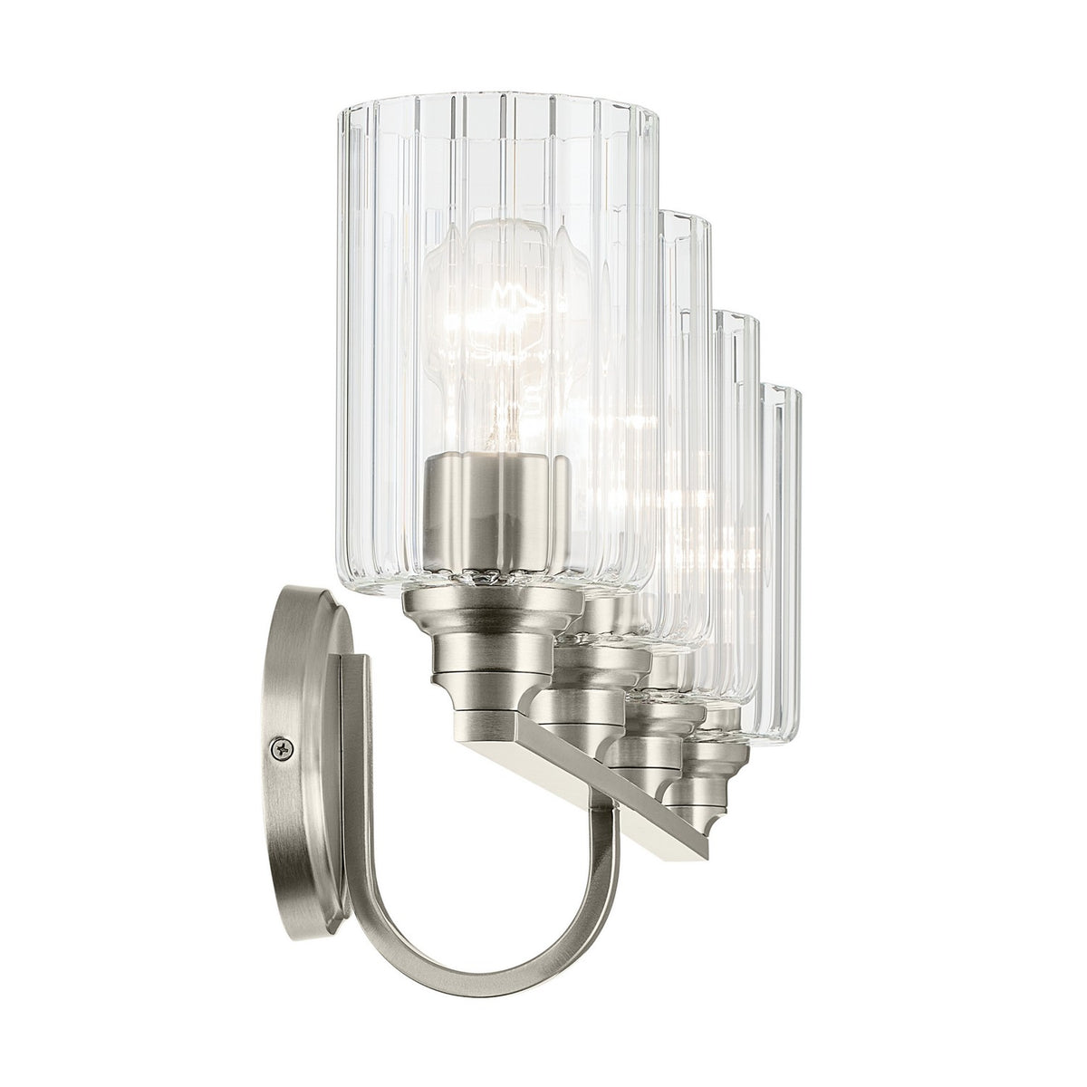 KICHLER 55227NIFLU Gioe 32.25" 4-Light Vanity Light With Clear Fluted Glass In Brushed Nickel
