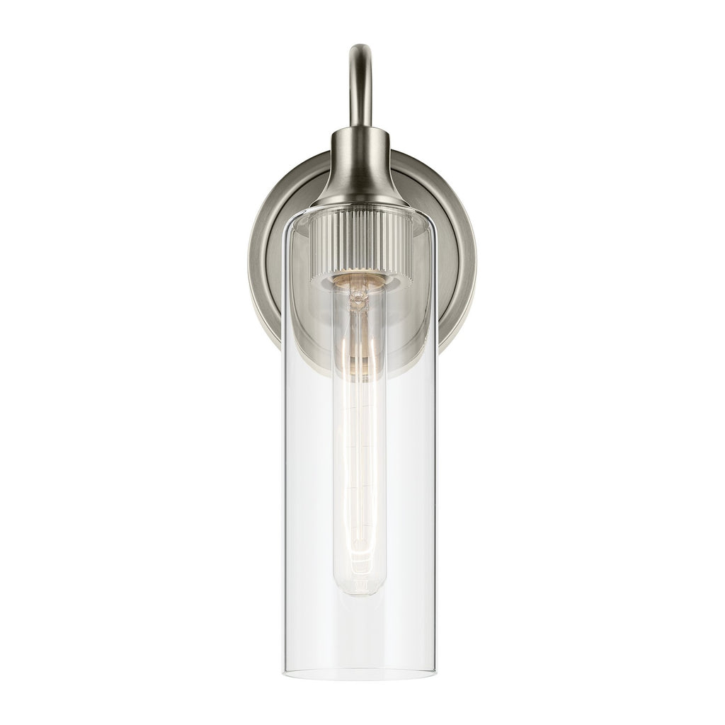 KICHLER 55209NI Kavi 13" 1-Light Wall Sconce With Clear Glass In Brushed Nickel