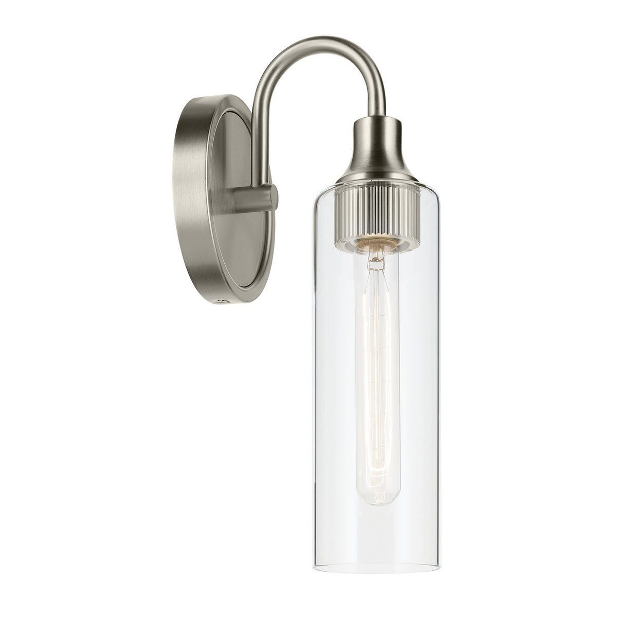 KICHLER 55209NI Kavi 13" 1-Light Wall Sconce With Clear Glass In Brushed Nickel