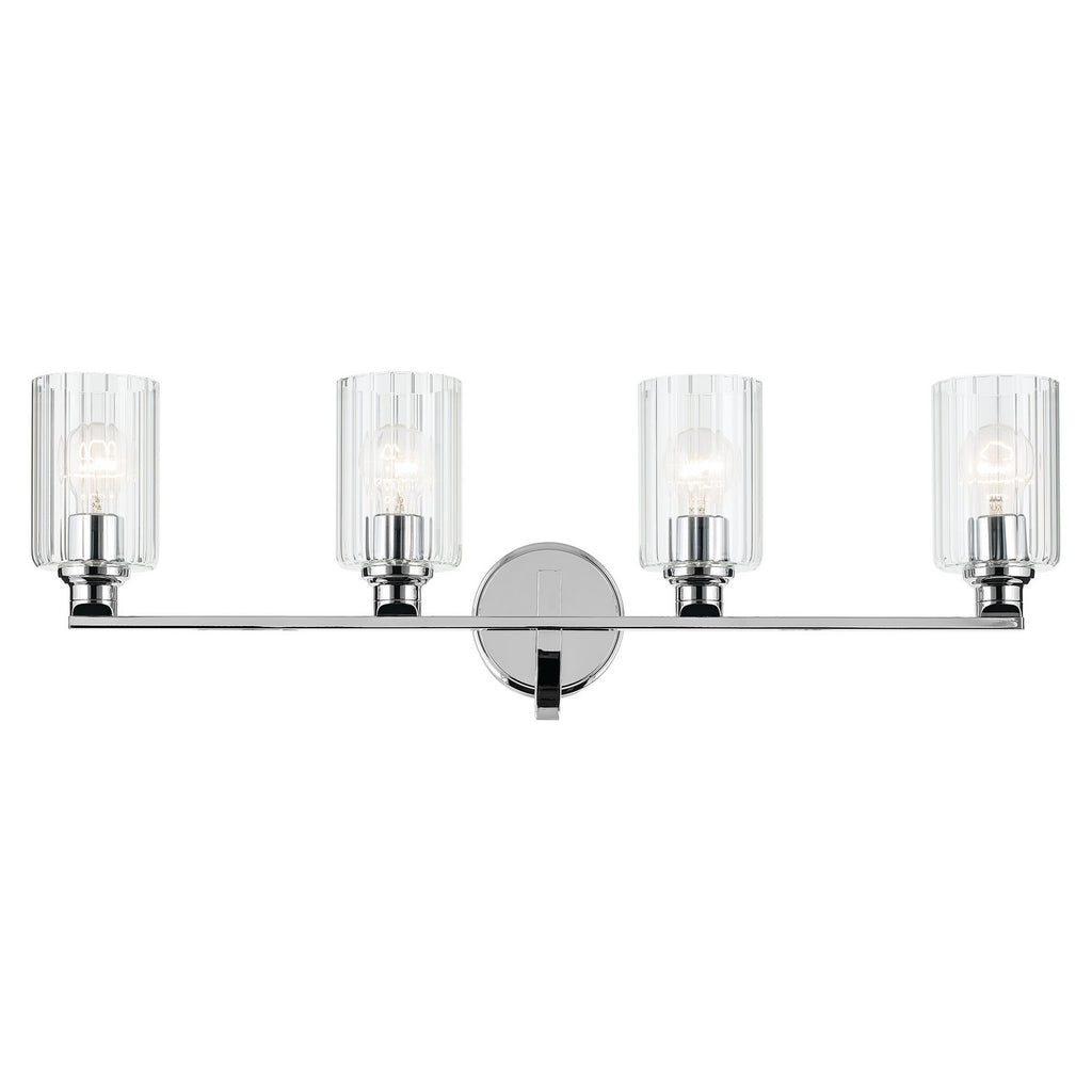 KICHLER 55227CHFLU Gioe 32.25" 4-Light Vanity Light With Clear Fluted Glass In Chrome