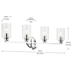 KICHLER 55227CHFLU Gioe 32.25" 4-Light Vanity Light With Clear Fluted Glass In Chrome