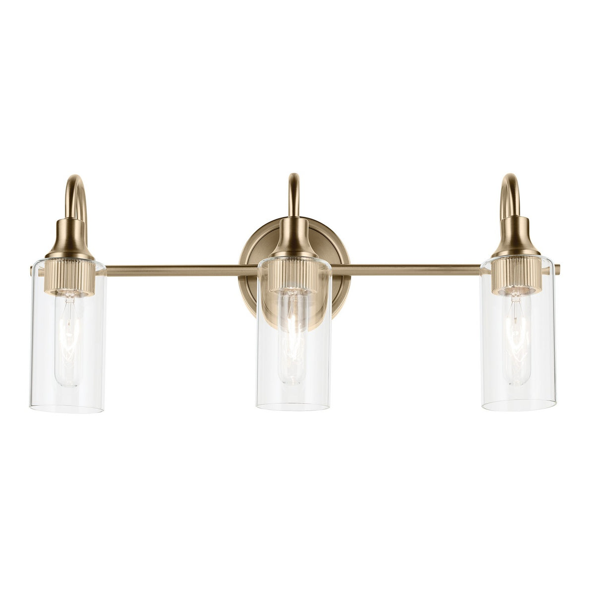 KICHLER 55211CPZ Kavi 23" 3-Light Vanity Light With Clear Glass In Champagne Bronze