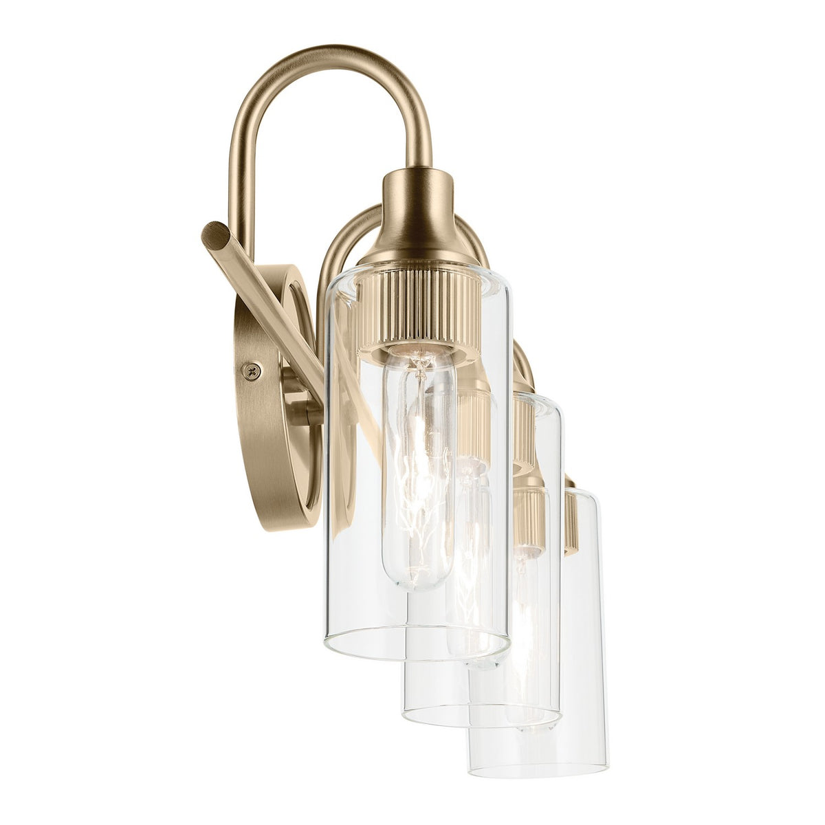 KICHLER 55211CPZ Kavi 23" 3-Light Vanity Light With Clear Glass In Champagne Bronze