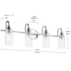 KICHLER 55212CH Kavi 31.5" 4-Light Vanity Light With Clear Glass In Chrome