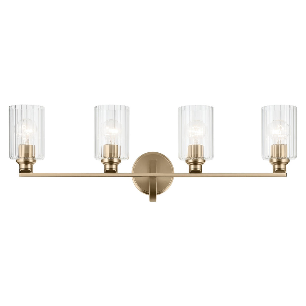 KICHLER 55227CPZFLU Gioe 32.25" 4-Light Vanity Light With Clear Fluted Glass In Champagne Bronze
