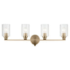 KICHLER 55227CPZFLU Gioe 32.25" 4-Light Vanity Light With Clear Fluted Glass In Champagne Bronze