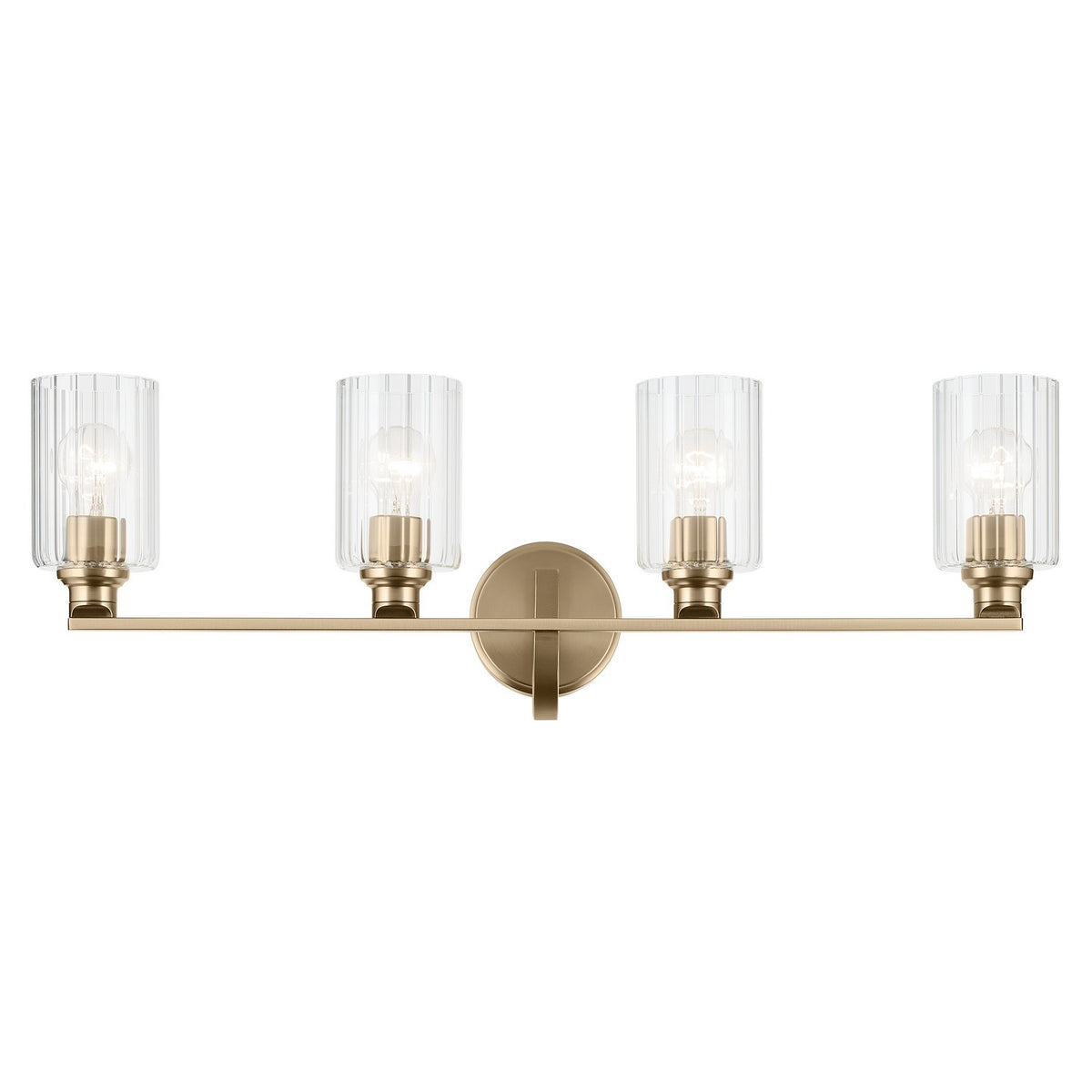 KICHLER 55227CPZFLU Gioe 32.25" 4-Light Vanity Light With Clear Fluted Glass In Champagne Bronze