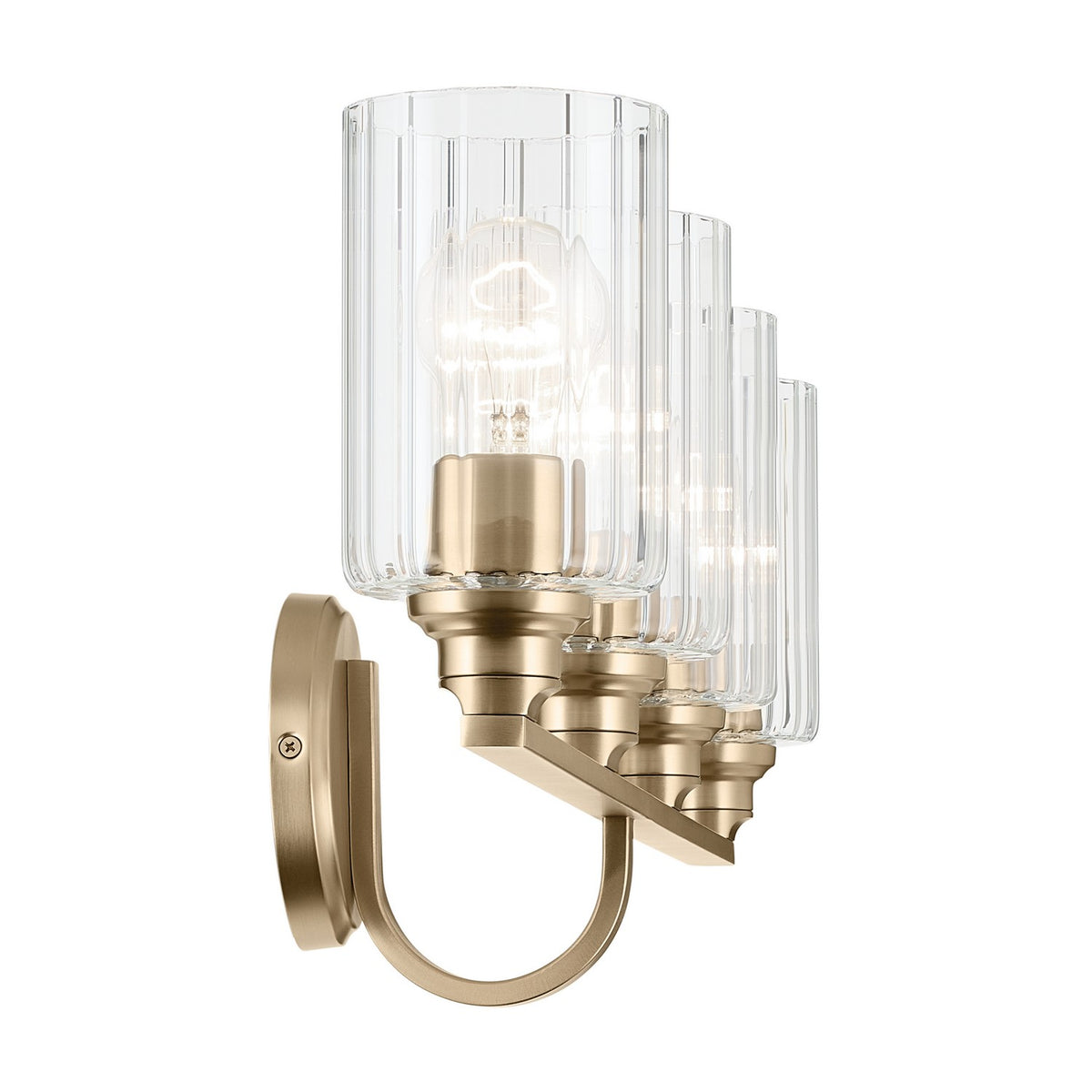KICHLER 55227CPZFLU Gioe 32.25" 4-Light Vanity Light With Clear Fluted Glass In Champagne Bronze