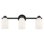 KICHLER 55202BK Shae 24.25" 3-Light Vanity Light With White Opal Glass In Black