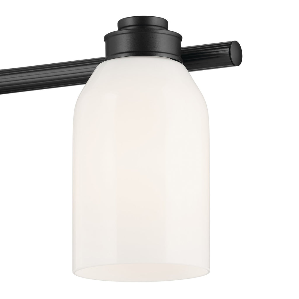 KICHLER 55202BK Shae 24.25" 3-Light Vanity Light With White Opal Glass In Black