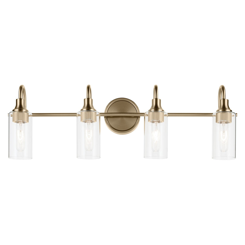 KICHLER 55212CPZ Kavi 31.5" 4-Light Vanity Light With Clear Glass In Champagne Bronze