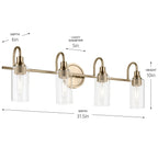 KICHLER 55212CPZ Kavi 31.5" 4-Light Vanity Light With Clear Glass In Champagne Bronze