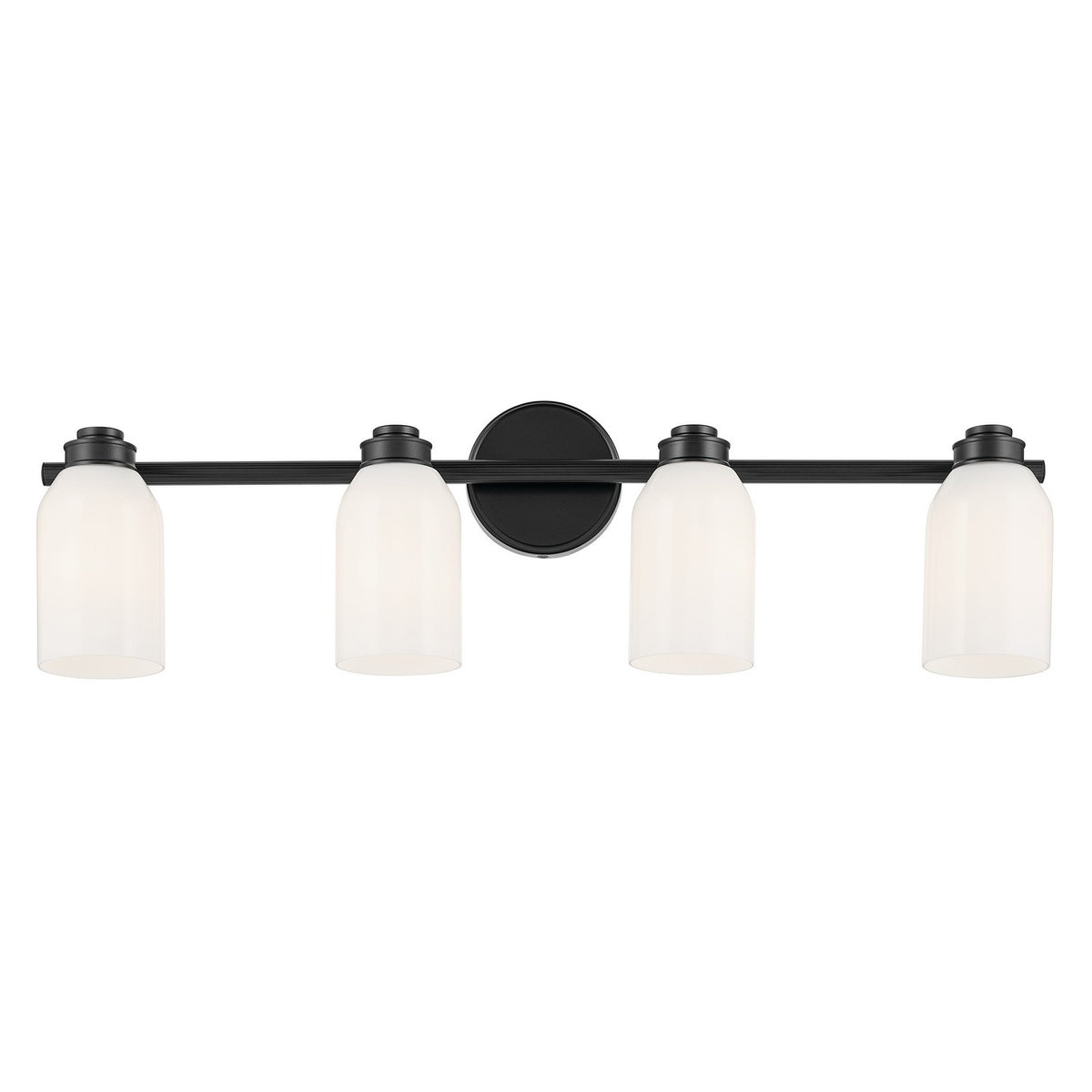 KICHLER 55203BK Shae 31" 4-Light Vanity Light With White Opal Glass In Black