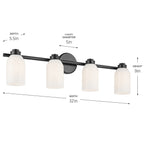 KICHLER 55203BK Shae 31" 4-Light Vanity Light With White Opal Glass In Black