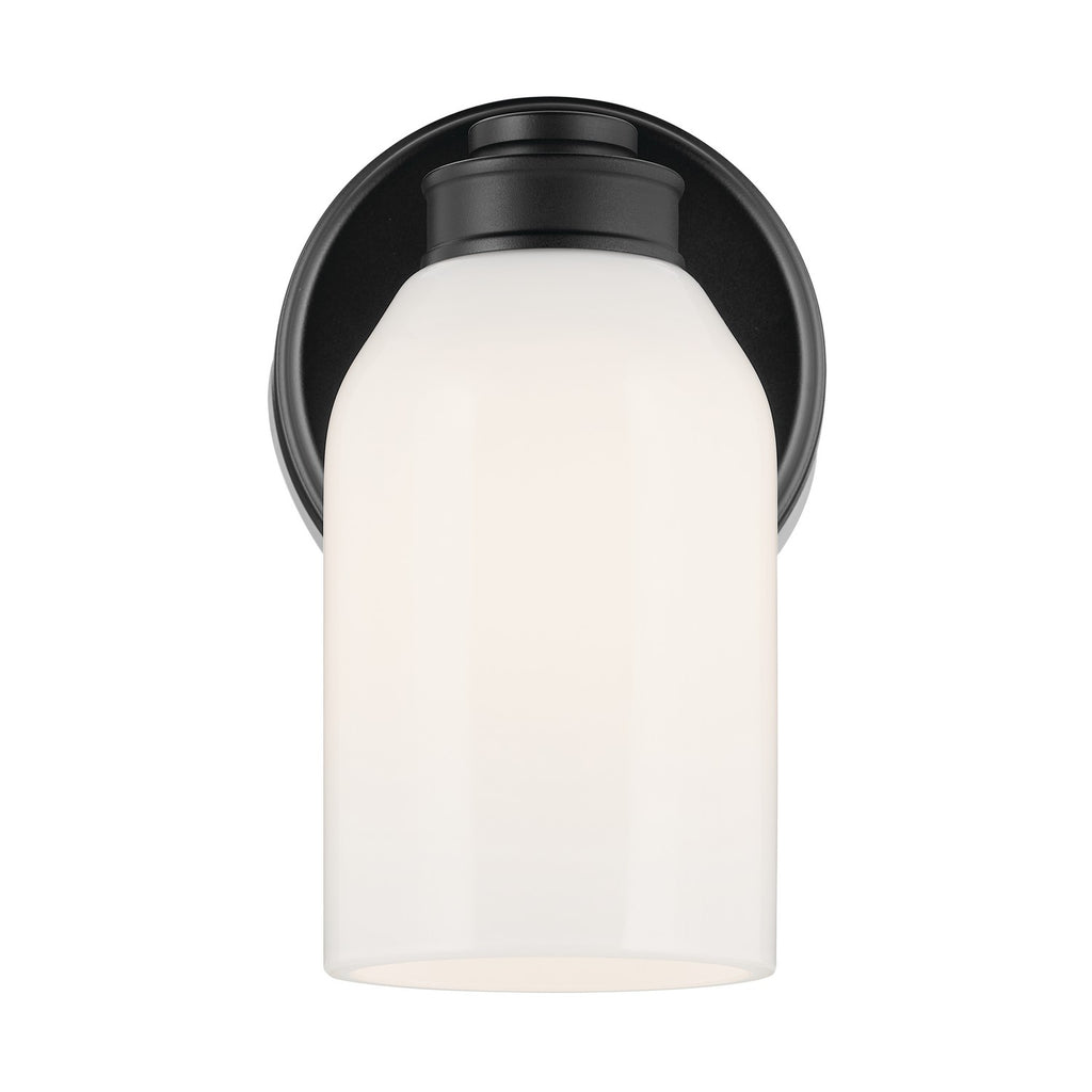 KICHLER 55200BK Shae 8.25" 1-Light Wall Sconce With White Opal Glass In Black