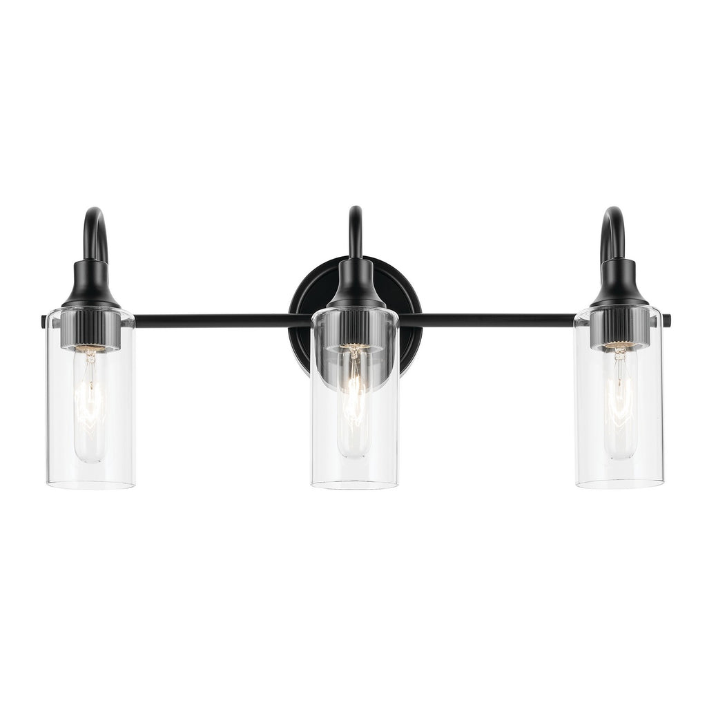 KICHLER 55211BK Kavi 23" 3-Light Vanity Light With Clear Glass In Black