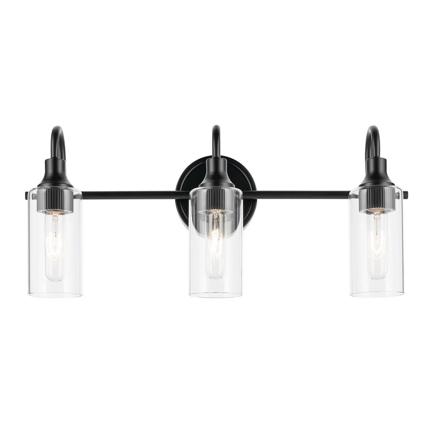 KICHLER 55211BK Kavi 23" 3-Light Vanity Light With Clear Glass In Black