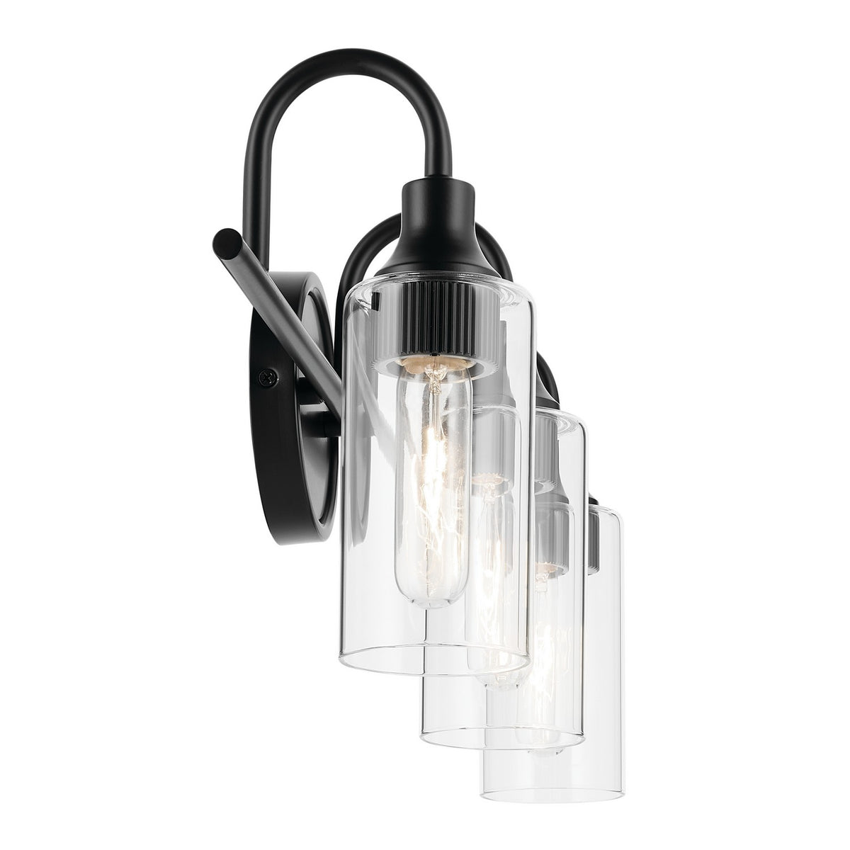 KICHLER 55211BK Kavi 23" 3-Light Vanity Light With Clear Glass In Black